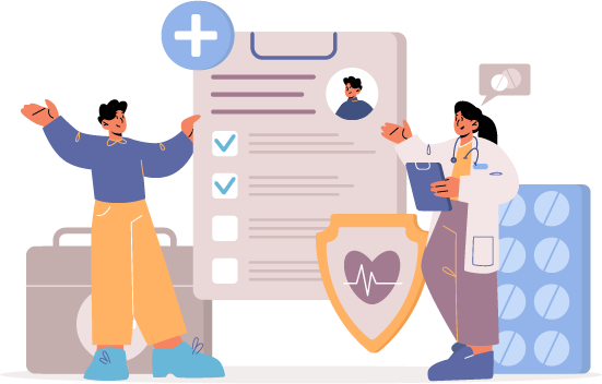 Patient with the discharge summary sheet happy with the doctor's treatment.