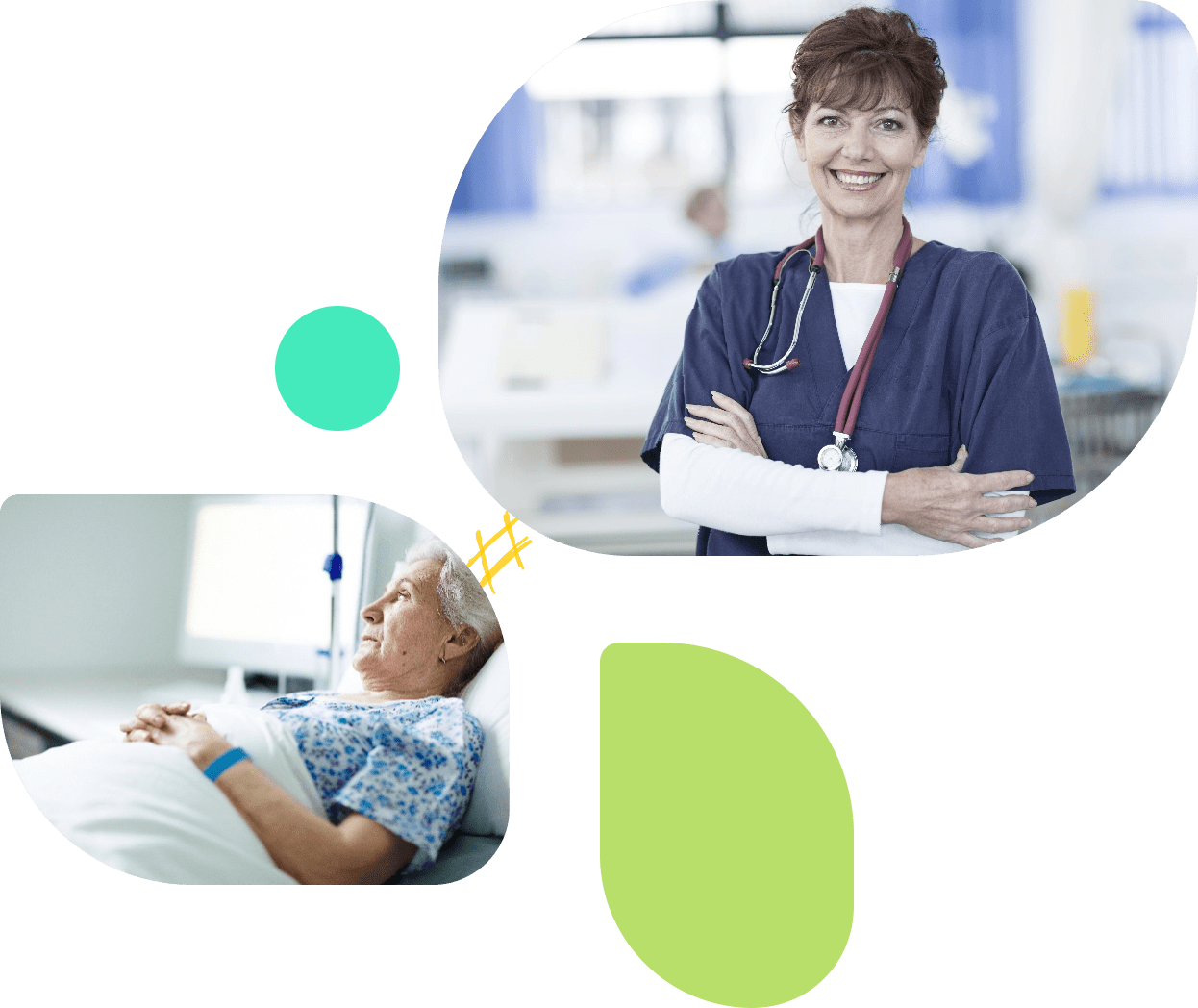 Doctor with a cheerful smile, and a satisfied Patient resting.